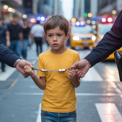 child-being handcuffed